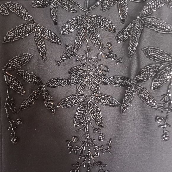 Michaelangelo 14 Black Beaded Embroidered Sleeveless Lined Party Maxi Dress. - Picture 6 of 10